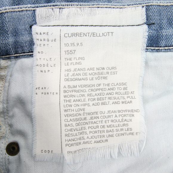 Current/Elliott Jeans Blue Distressed Checkered Grid Fling Slim Boyfriend 26 - Picture 10 of 14